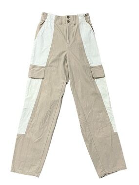 Gilded Intent Colorblock Cargo Pants Beige Two Tone High Waisted Utility Jeans